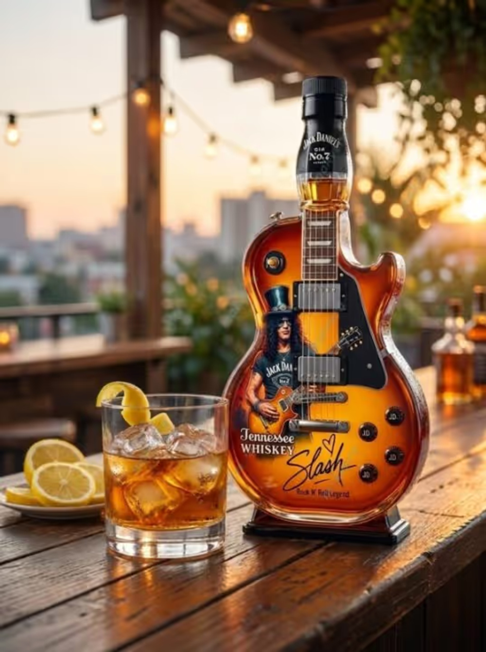 🎁 Father’s Day 50% OFF 👨‍🎤🤘Appetite for Rock: Vintage Sunburst Guitar Figurine Spirit Bottle🎸✨