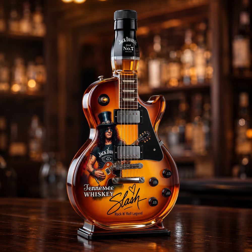 🎁 Father’s Day 50% OFF 👨‍🎤🤘Appetite for Rock: Vintage Sunburst Guitar Figurine Spirit Bottle🎸✨
