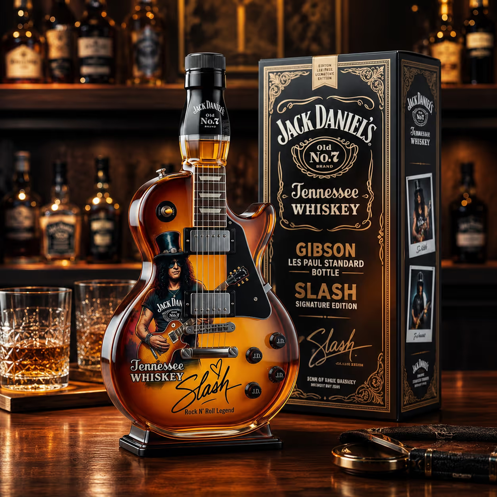 🎁 Father’s Day 50% OFF 👨‍🎤🤘Appetite for Rock: Vintage Sunburst Guitar Figurine Spirit Bottle🎸✨